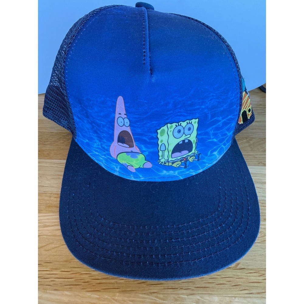 Nickelodeon SpongeBob SquarePants Trucker Hat Mens OSFA Blue Excellent Snapback